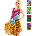 Indian Tie Dye Dress with Flower Pattern Embroidery